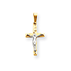 14k Two-tone Gold INRI Hollow Crucifix Pendant 11/16in