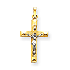14k Two-tone Gold INRI Hollow Textured Crucifix Pendant 1in