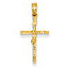 14kt Yellow Gold 3/4in INRI Hollow Slender Crucifix