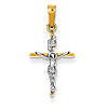 14k Two-tone Gold INRI Hollow Stick Crucifix