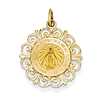 14k Yellow Gold 3/4in Miraculous Medal Charm