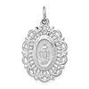 14k White Gold Ornate Miraculous Medal 7/8in