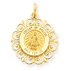 14k Yellow Gold Infant of Prague Fancy Charm Pendant Medal