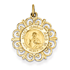 14kt Yellow Gold 3/4in Fancy Sacred Heart of Jesus Medal