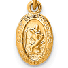 14k Yellow Gold 3/8in Saint Christopher Medal Charm