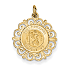 14k Yellow Gold 3/4in Saint Christopher Medal with Scalloped Border