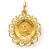 14k Yellow Gold 3/4in Fancy Saint Anthony Medal Charm