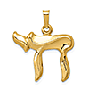 14kt Yellow Gold 3/4in Hollow Chai Pendant