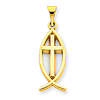 14kt Yellow Gold 3/4in Ichthus Fish Pendant with Cross