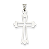 14kt White Gold 7/8in Budded Outline Cross Pendant