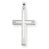 14k White Cross Pendant with Lined Surface 1 1/8in