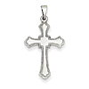 14k White Gold 3/4in Budded Cross with Bead Border