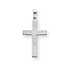 14k White Gold Textured Floral Cross Pendant with Satin Back 7/8in