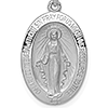 14kt White Gold 3/4in Oval Miraculous Medal