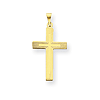 14k Yellow Gold Polished Cross Pendant with Fine Lines 7/8in
