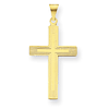 14k Yellow Gold 1 1/2in Cross Pendant with Lines