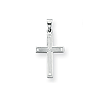 14k White Gold Polished Cross Pendant with Lines 3/4in