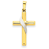 14k Two-tone Gold 3/4in Hollow Methodist Cross Pendant