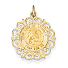 14k Yellow Gold 3/4in Our Lady of Lourdes Medal Pendant