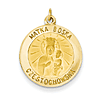 14k Yellow Gold Matka Boska Medal Charm 3/4in