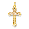14kt Two-Tone Gold 1in Hollow Claddagh Cross