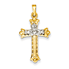 14kt Two-tone Gold 1in Claddagh Cross Pendant