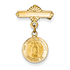 14k Yellow Gold 1in Our Lady of Guadalupe Medal Pin