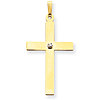 14k Yellow Gold Polished .03 ct Diamond Cross Pendant 1.5in