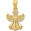 14kt Yellow Gold 1/2in Angel Pendant with Heart