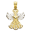 14k Yellow Gold & Rhodium 5/8in Filigree Angel Heart Pendant