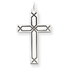 14k White Gold Cross Pendant with Laser Etched Twill Design