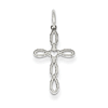 14kt White Gold Laser Etched Heart Cross