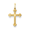 14kt Yellow Gold 5/8in Laser Etched Budded Cross