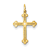 14k Yellow Gold 3/4in Laser Etched Budded Cross