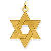 14k Yellow Gold Laser Designed Star of David Pendant 1in