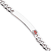 Sterling Silver 8in Slender Enameled Medical Curb Bracelet