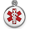 Sterling Silver 3/8in Round Enamel Medical Charm