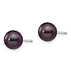 14k White Gold 7mm Black Round Freshwater Cultured Pearl Earrings