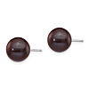 14k White Gold 9mm Black Round Freshwater Cultured Pearl Earrings