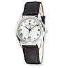 Charles Hubert Mens Stainless Steel Leather Watch Silver White Dial