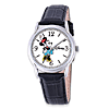 Black Leather Strap Minnie Mouse Watch
