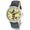 Black Leather Strap 41mm Mickey Mouse Watch with Moving Arms