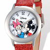 Red Leather Mickey and Minnie Mouse Watch