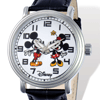 Black Leather Mickey and Minnie Mouse Watch