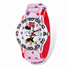 Minnie Mouse Pink Dot Woven Band Silver-Tone Time Teacher Watch