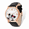 Mickey and Minnie Mouse Rose-Tone White Dial Leather Watch