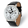 Mickey Mouse Large Watch with Moving Arms and Black Leather Strap