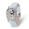 Mickey Mouse Moving Arms White Leather Watch