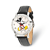 Mickey Mouse Black Leather Watch with Moving Arms