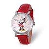 Minnie Mouse Moving Hands Watch with Red Leather Strap Pink Dial